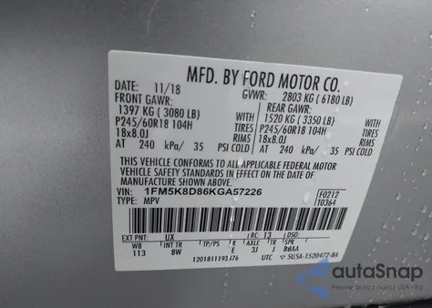 2019 Ford Explorer Xlt z USA, uszkodzony, nr VIN 1FM5K8D86KGA57226